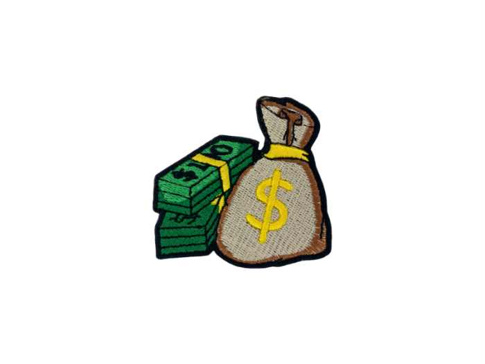 Dollar sedler og pengesæk Emblem - Patch Mærke