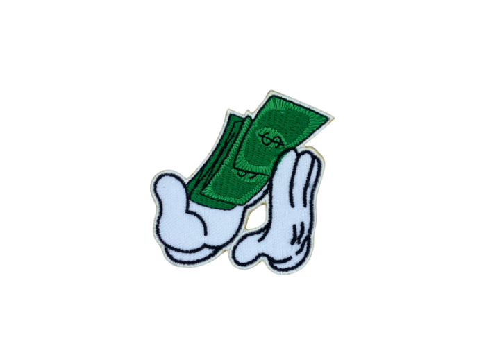 Dollar sedler i hænder Emblem - Patch Mærke