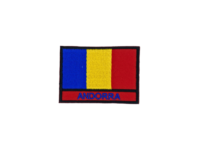 Andorra Flag med Navn 7x5cm - Patch Mærke