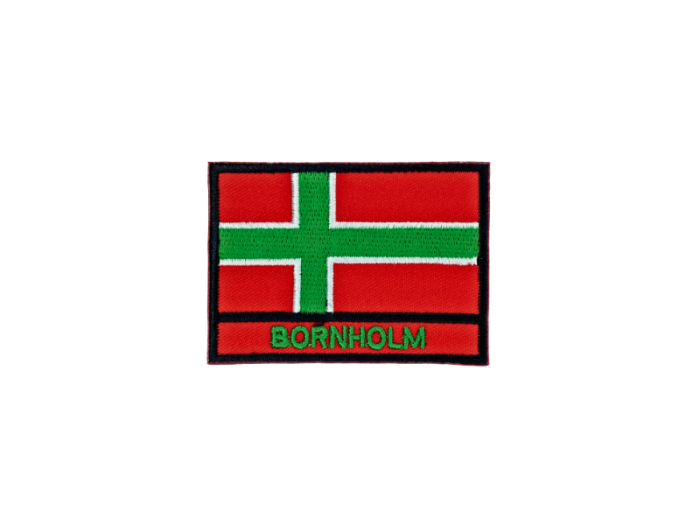 Bornholm Flag med Navn 7x5cm - Patch Mærke