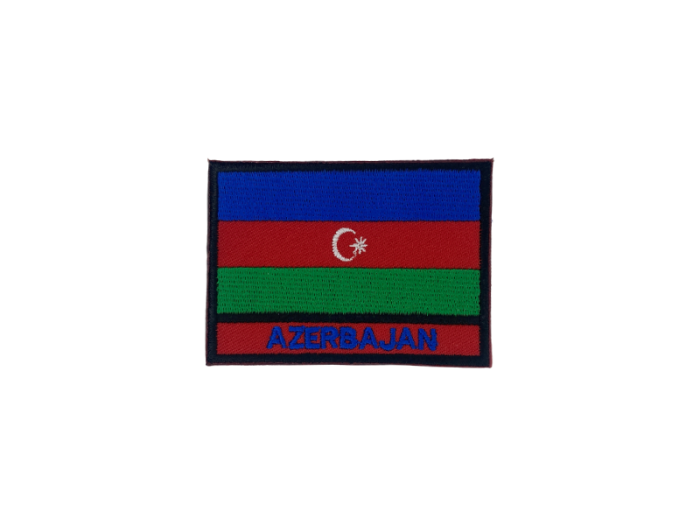 Azerbajan Flag med Navn 7x5cm - Patch Mærke