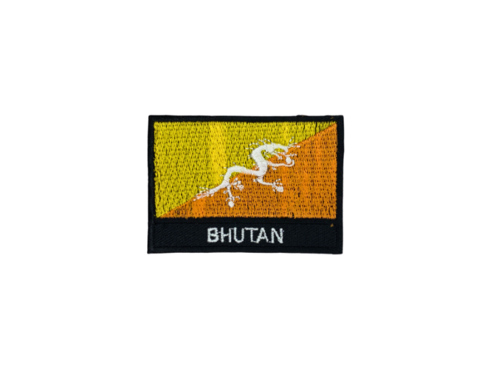 Bhutan Flag Med Navn 7x5cm - Patch Mærke