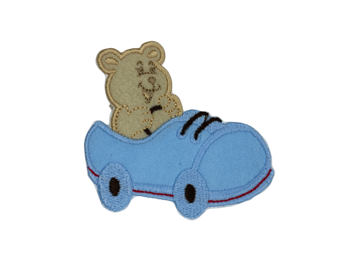 Bamse med bil - Patch Mærke