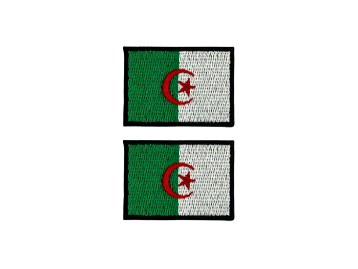Algeria Algeriet Flag Med Sort Kant 4,5x3cm 2 stk. Pak - Patch Mærke