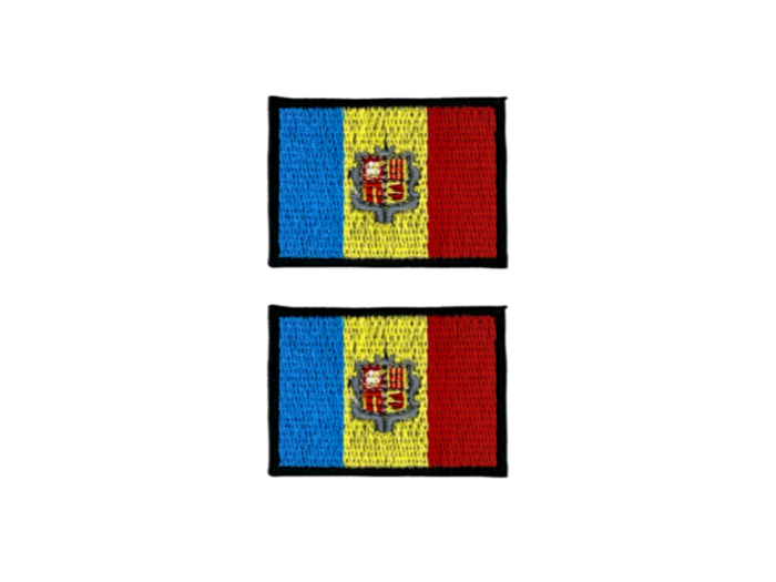 Andorra Flag Med Sort Kant 4,5x3cm 2 stk. Pak - Patch Mærke