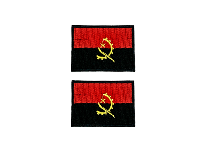 Angola Flag Med Sort Kant 4,5x3cm 2 stk. Pak - Patch Mærke