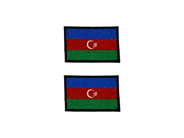 Azerbajan Flag Med Sort Kant 4,5x3cm 2 stk. Pak – Patch Mærke
