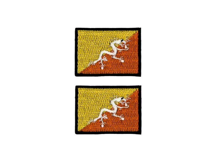 Bhutan Flag Med Sort Kant 4,5x3cm 2 stk. Pak – Patch Mærke