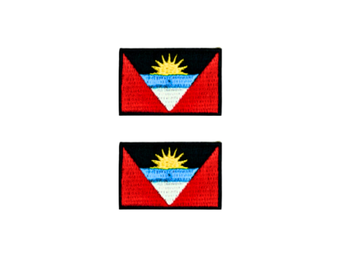 Antigua And Barbuda Flag Med Sort Kant 2 stk. pak 4,5x3cm - Patch Mærke