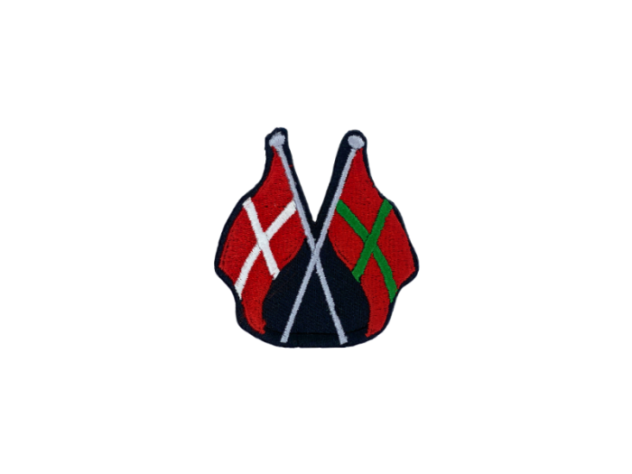Dansk-Bornholm venskabsflag på kryds - Patch Mærke