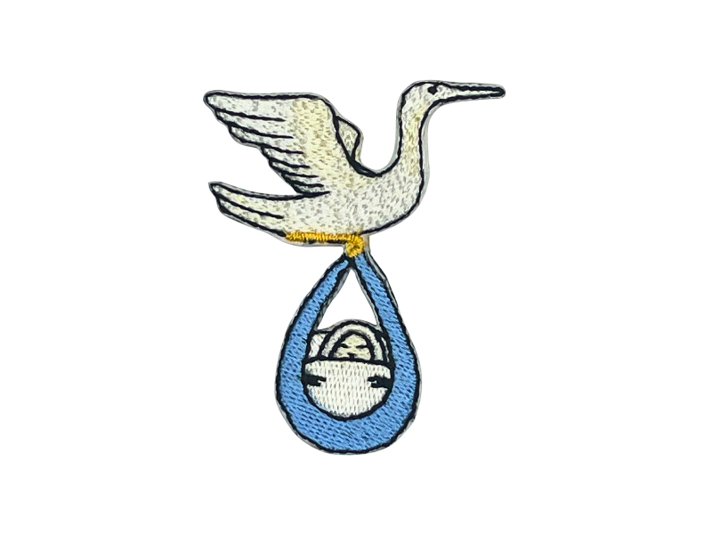 Stork Med Baby lysblå - Patch Mærke
