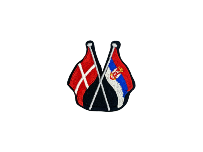 Danmark-Serbien venskabsflag på kryds - Patch Mærke
