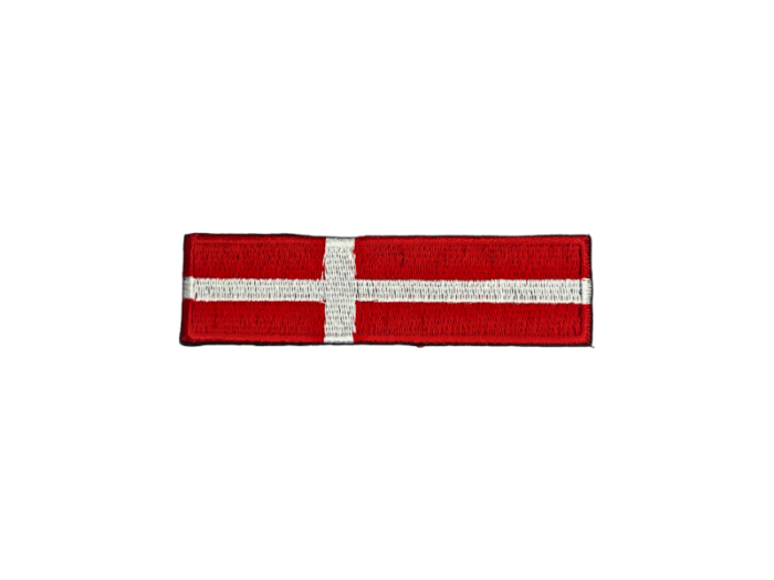 Danmark Flag Dannebrog aflang 2 farvet kant 9cm - Patch Mærke