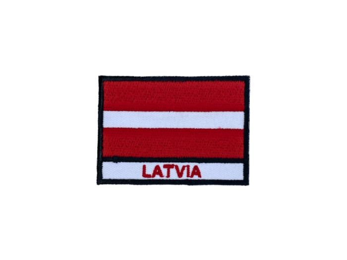 Latvia Flag med Navn 7x5cm - Patch Mærke