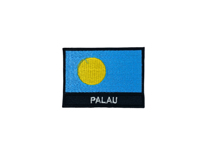Palau Flag med Navn 7x5cm - Patch Mærke