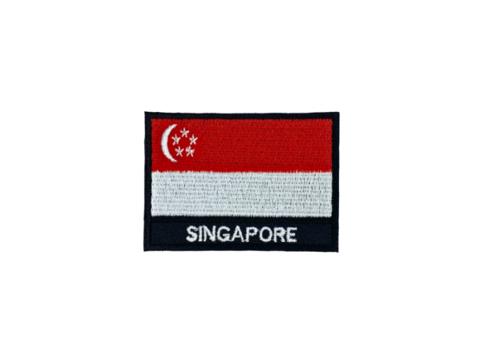 Singapore Flag med Navn 7x5cm - Patch Mærke