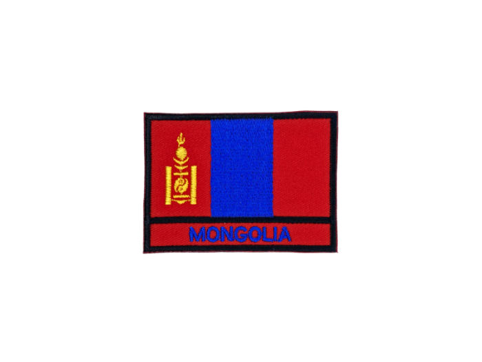 Mongolia Flag med Navn 7x5cm - Patch Mærke