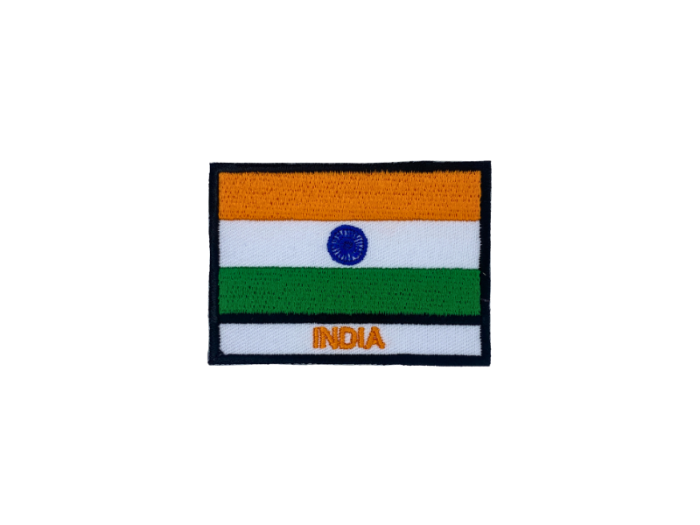 India Flag med Navn 7x5cm - Patch Mærke