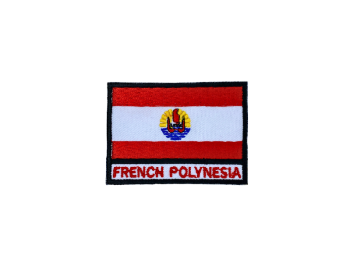 French Polynesia Flag med Navn 7x5cm - Patch Mærke