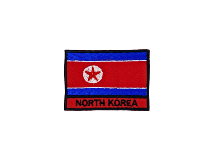North Korea Flag med Navn 7x5cm - Patch Mærke