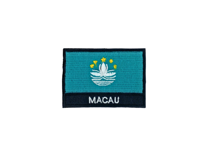 Macau Flag med Navn 7x5cm - Patch Mærke