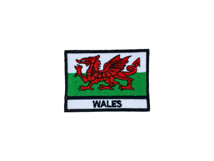 Wales Flag Med Navn 7x5cm - Patch Mærke
