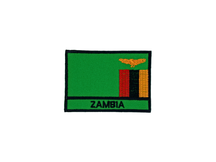 Zambia Flag Med Navn 7x5cm - Patch Mærke