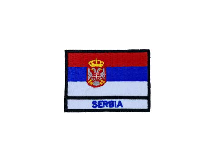 Serbia Flag Med Navn 7x5cm - Patch Mærke