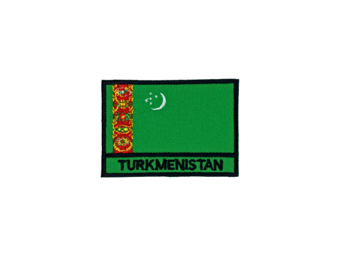 Turkmenistan Flag Med Navn 7x5cm - Patch Mærke