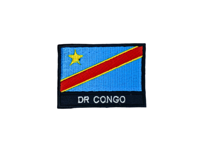 DR Congo Flag Med Navn 7x5cm - Patch Mærke