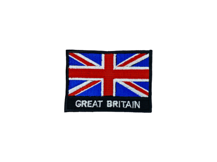 Great Britain Flag Med Navn 7x5cm - Patch Mærke