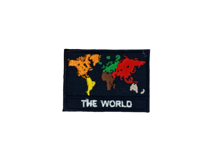 The World Flag Med Navn 7x5cm - Patch Mærke