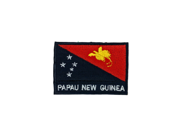 Papau New Guinea Flag Med Navn 7x5cm - Patch Mærke