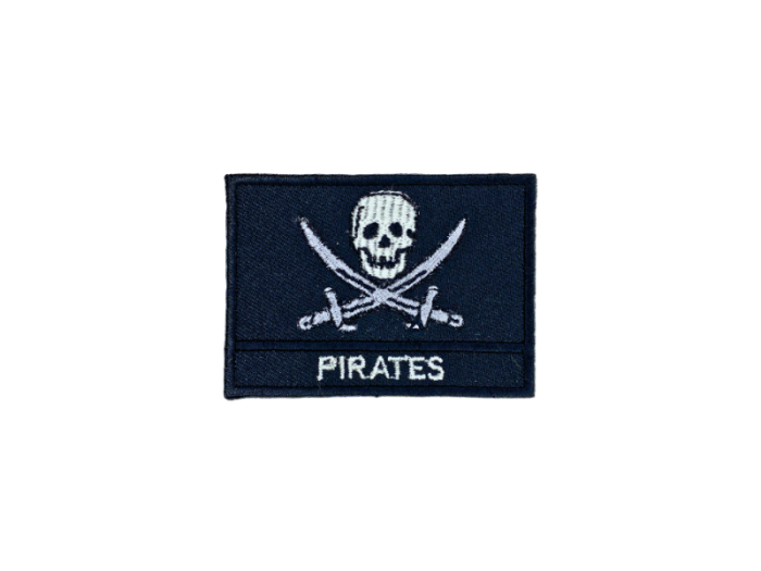 Pirat Med Sværd Flag Med Navn 7x5cm - Patch Mærke