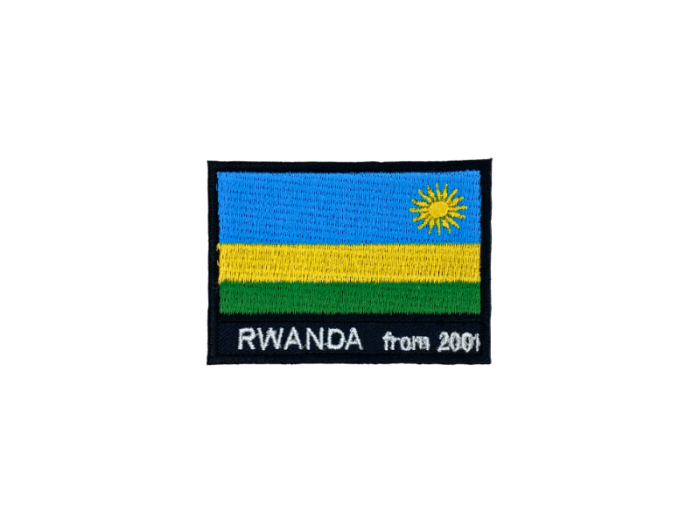 Rwanda Flag Med Navn 7x5cm - Patch Mærke