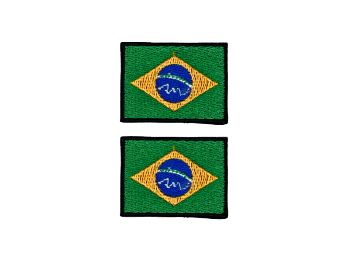 Brazil Brasilien Flag Med Sort Kant 4,5x3cm 2 stk. Pak – Patch Mærke