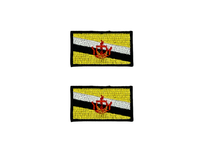 Brunei Flag Med Sort Kant 4,5x3cm 2 stk. Pak – Patch Mærke