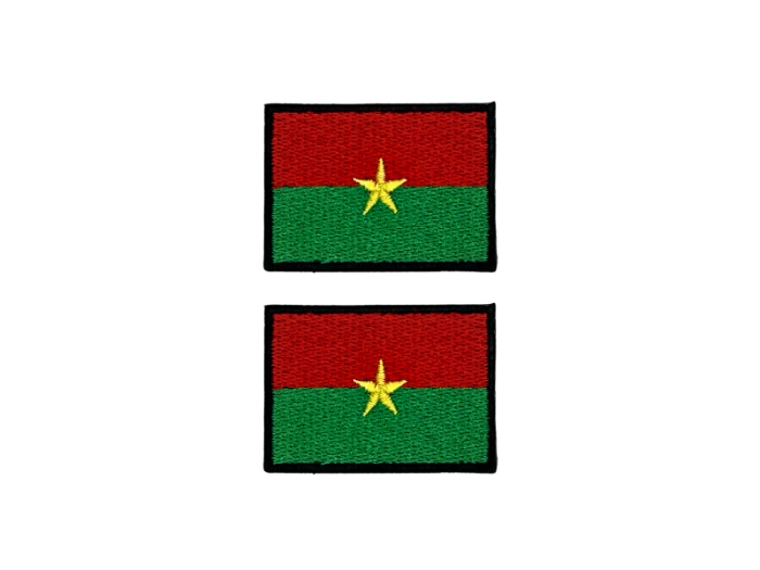 Burkina Faso Flag Med Sort Kant 4,5x3cm 2 stk. Pak – Patch Mærke