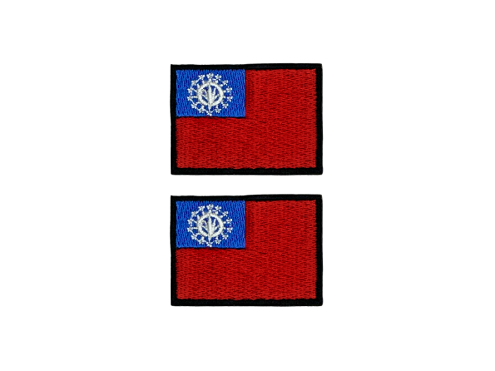 Burma until 2010 - Myanmar Flag Med Sort Kant 4,5x3cm 2 stk. Pak – Patch Mærke