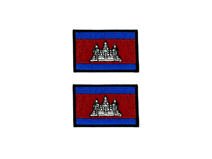 Cambodia Flag Med Sort Kant 4,5x3cm 2 stk. Pak – Patch Mærke