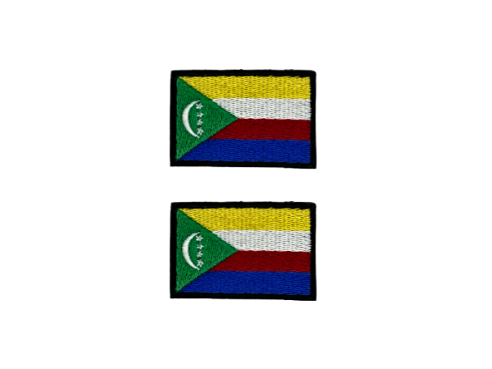 Comoros Flag Med Sort Kant 2 pak 4,5x3cm 2 stk. Pak – Patch Mærke
