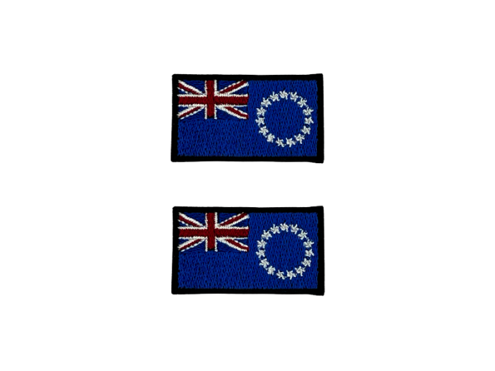 Cook Island Flag Med Sort Kant 4,5x3cm 2 stk. Pak – Patch Mærke