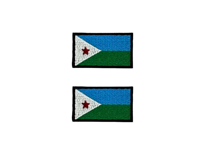 Djibouti Flag Med Sort Kant 4,5x3cm 2 stk. Pak – Patch Mærke