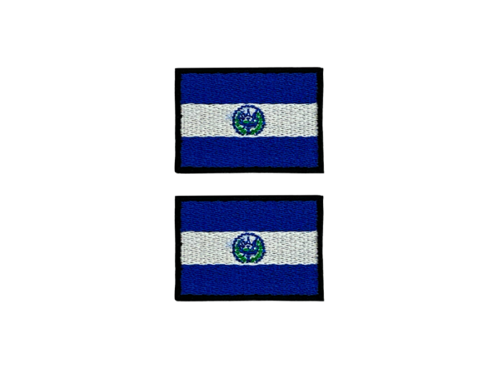 El Salvador Flag Med Sort Kant 4,5x3cm 2 stk. Pak – Patch Mærke