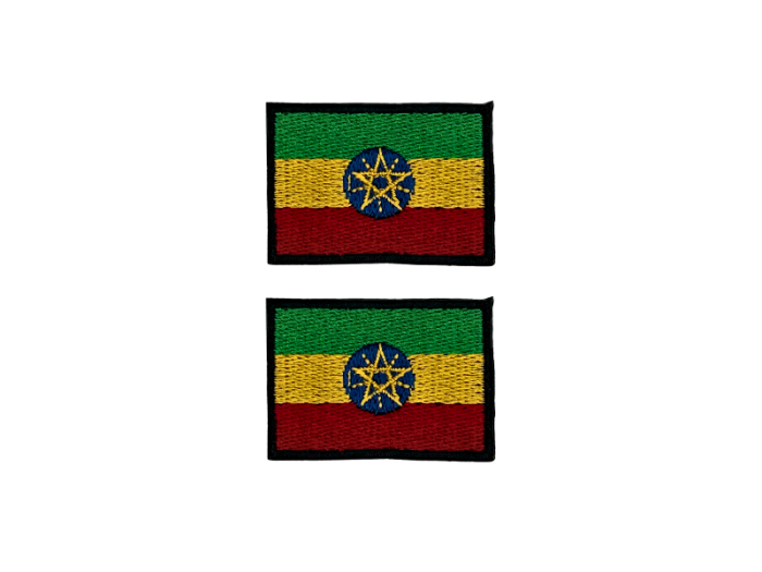 Etiopien Flag Med Sort Kant 4,5x3cm 2 stk. Pak – Patch Mærke