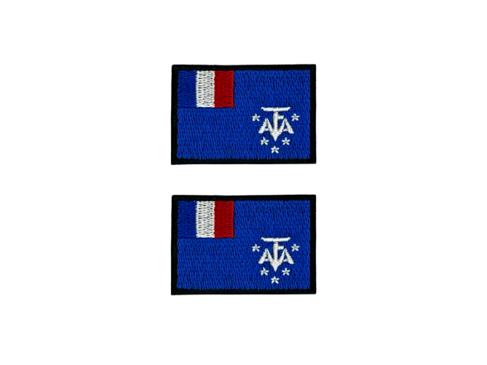 Franske Sydlige og Antarktiske Territorier Flag Med Sort Kant 4,5x3cm 2 stk. Pak – Patch Mærke