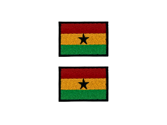 Ghana Flag Med Sort Kant 2 stk.pak 4,5x3cm - Patch Mærke