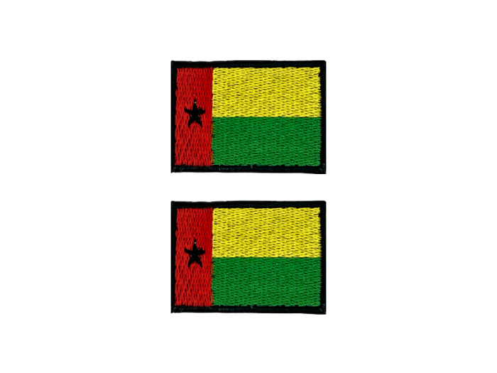Guinea - Bissau Flag Med Sort Kant 2 stk.pak 4,5x3cm - Patch Mærke