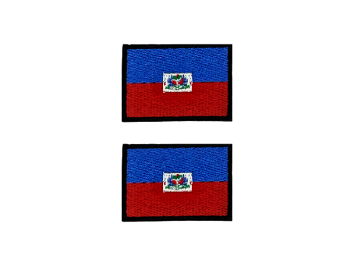 Haiti Flag Med Sort Kant 2 stk.pak 4,5x3cm - Patch Mærke