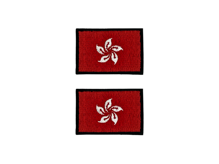 Hong Kong Flag Med Sort Kant 2 stk.pak 4,5x3cm - Patch Mærke
